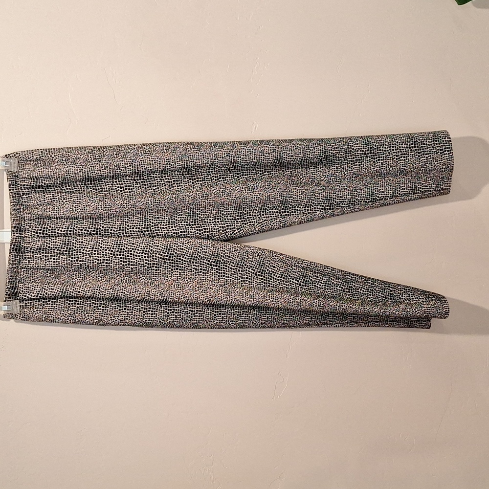 Black and White Patterned Work Pants with Pockets